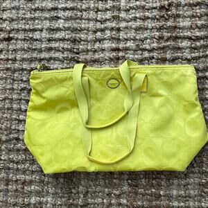 Coach Y2K Yellow Monogram Packable Tote Nylon Zip Travel Bag Lightweight